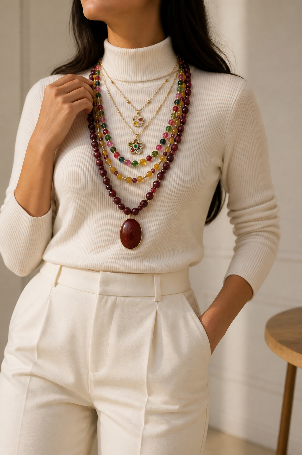 Burgundy Agate Necklaces